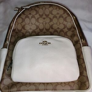 NWT Coach Court Backpack Signature Coated Canvas Pebble Leather L2021-8495